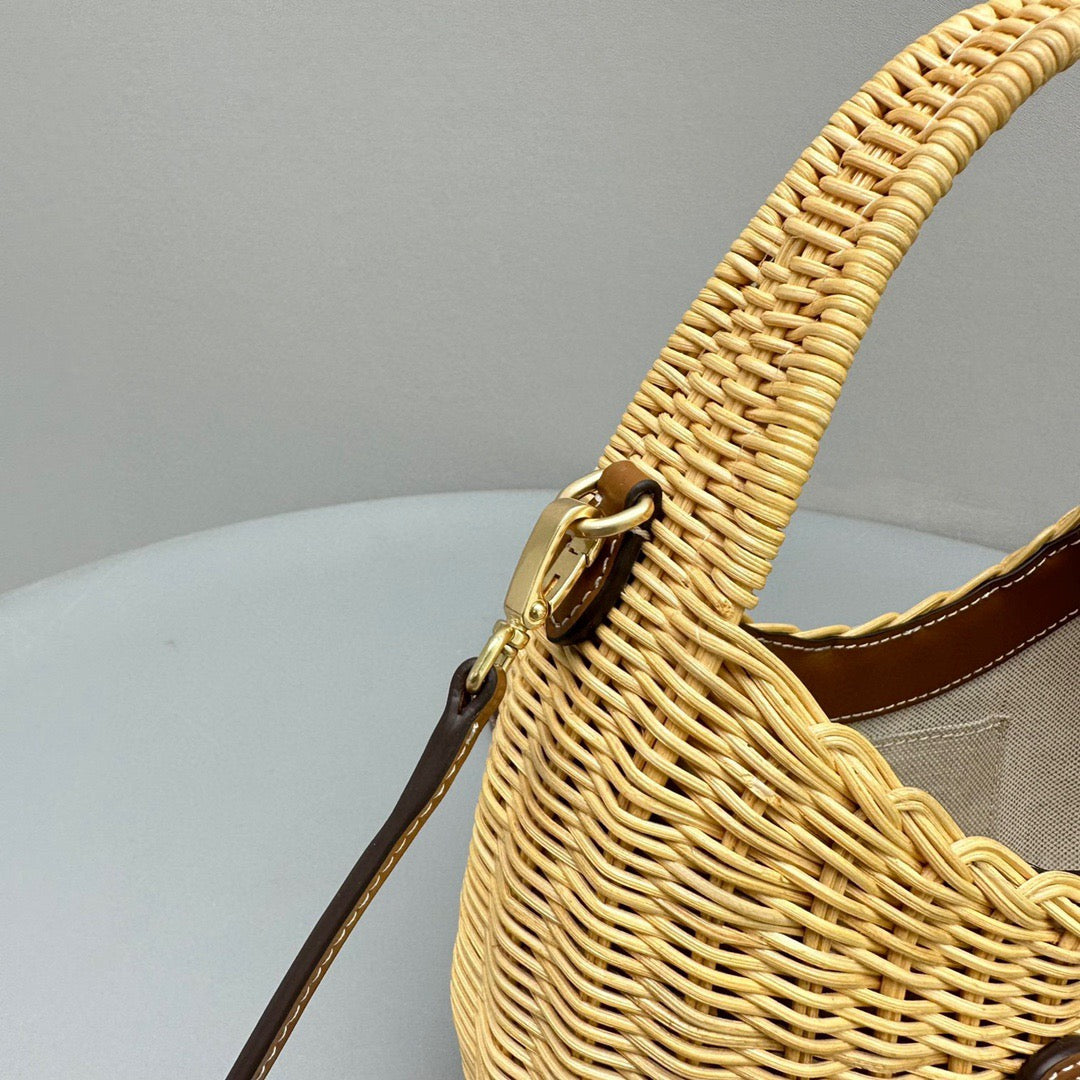 MIU M WANDER WICKER HOBO BAG