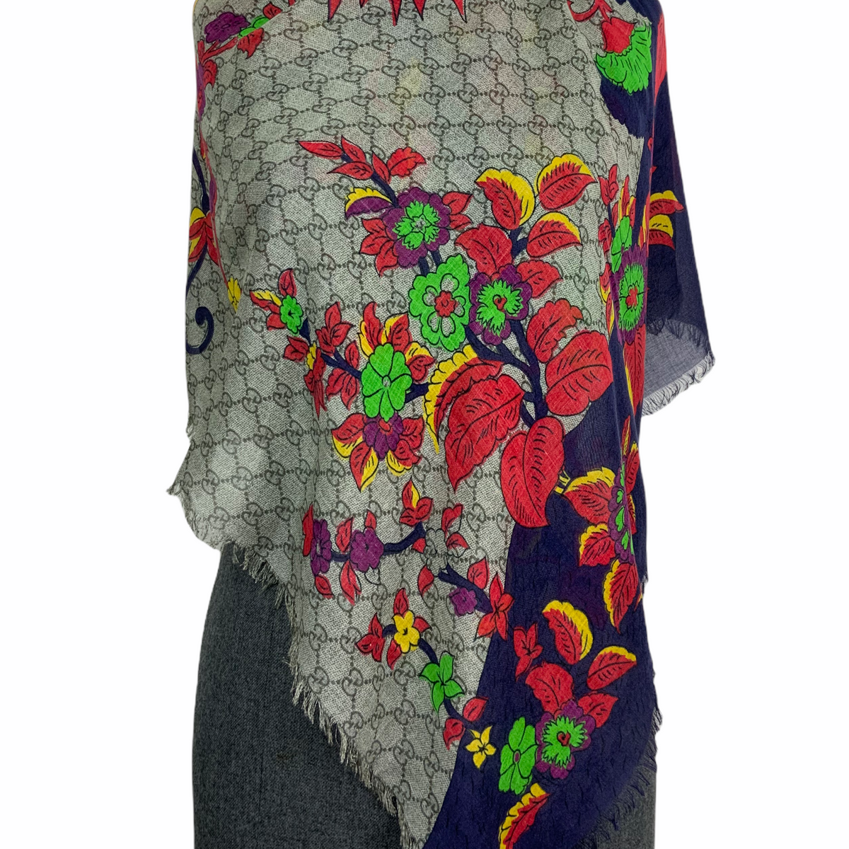Gucci Monogram Floral Print Shawl Scarf