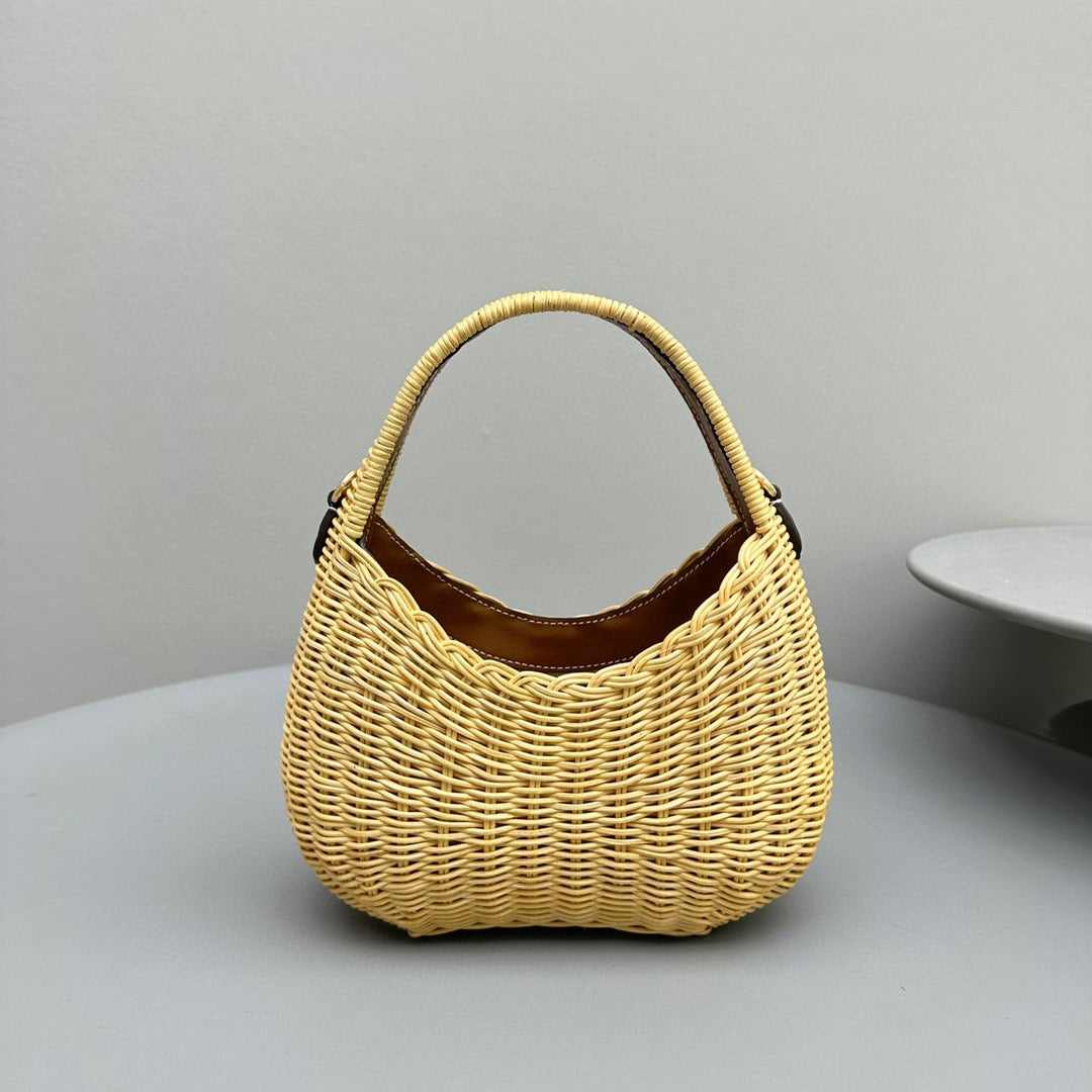 MIU M WANDER WICKER HOBO BAG