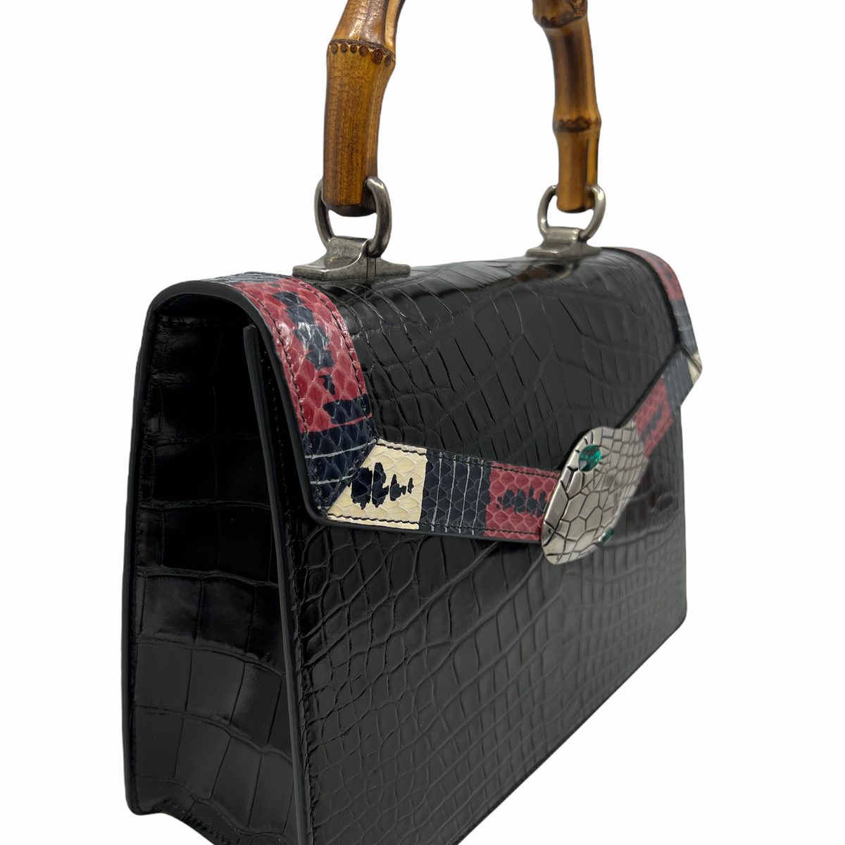 Gucci Alligator Small Lilith Top Handle Bag with Shoulder Strap NEW