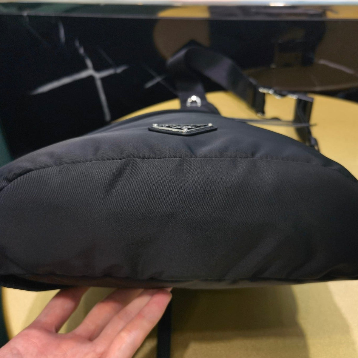 PD RE-NYLON AND LEATHER BACKPACK