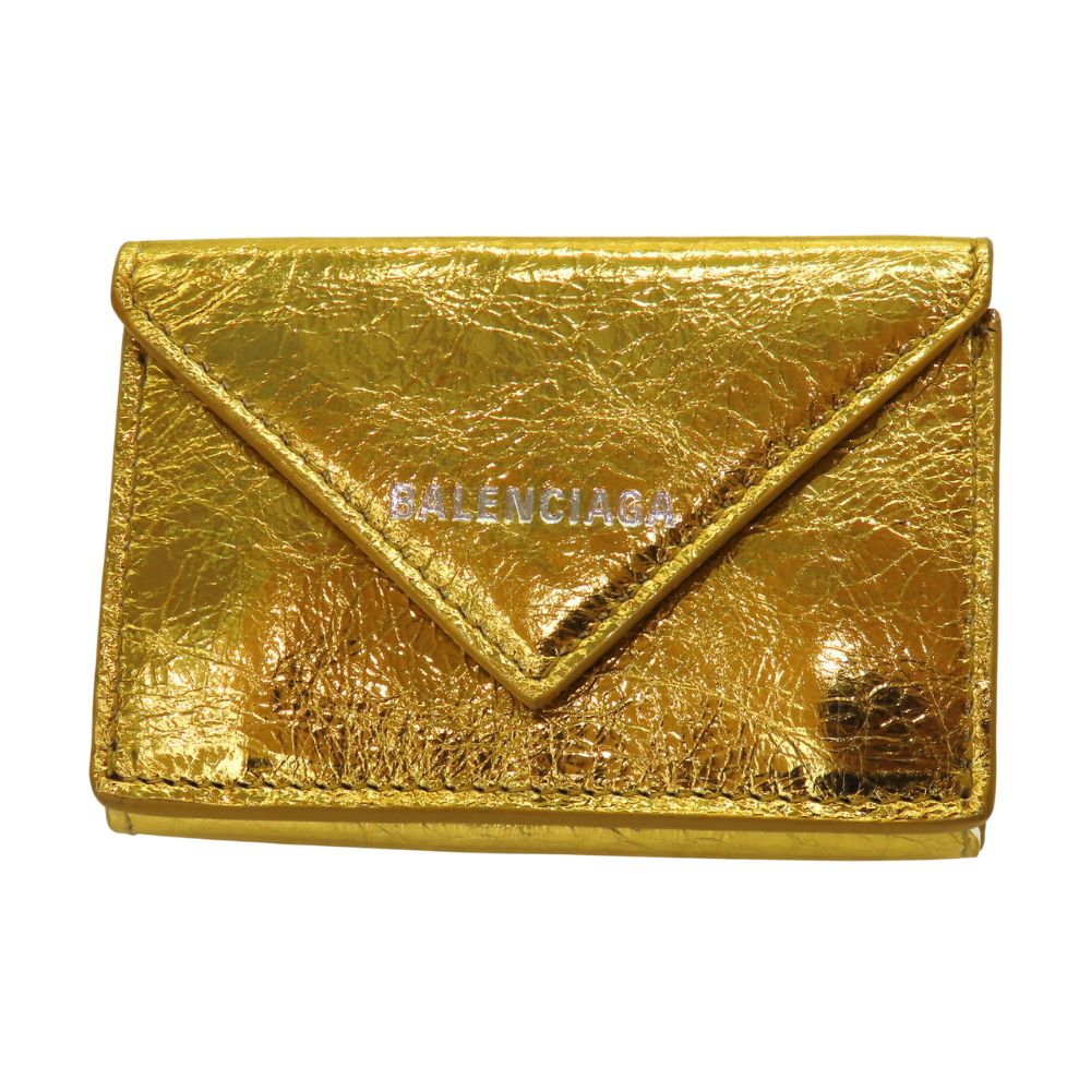 balenciaga Lambskin Mini Wallet Gold
