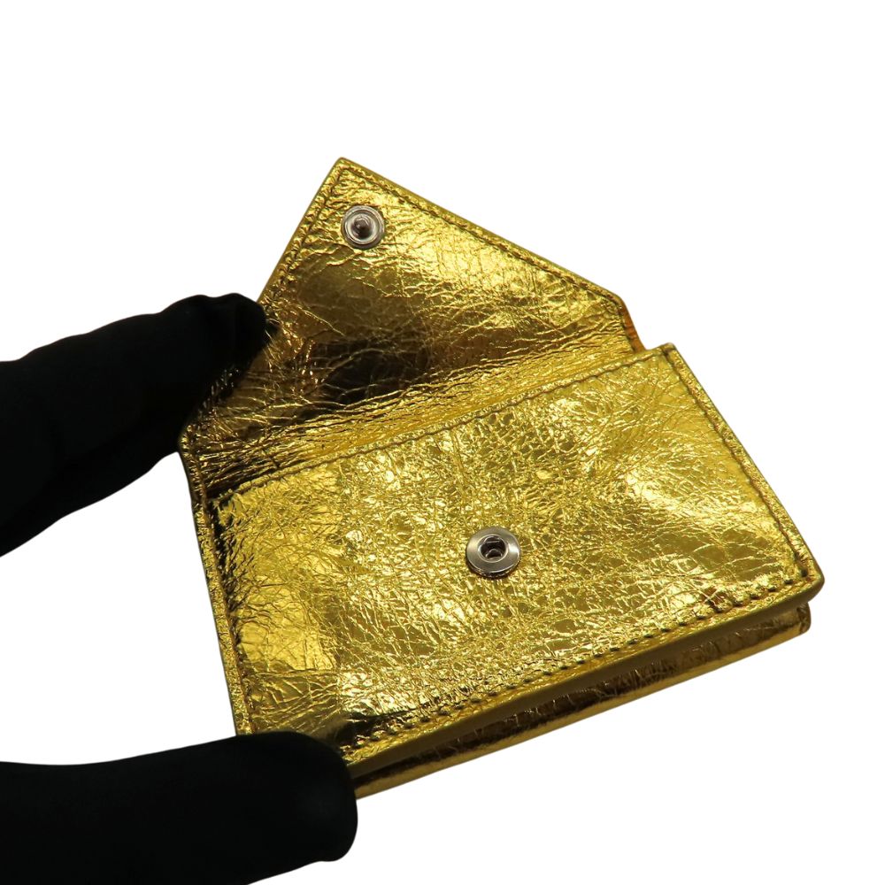 balenciaga Lambskin Mini Wallet Gold