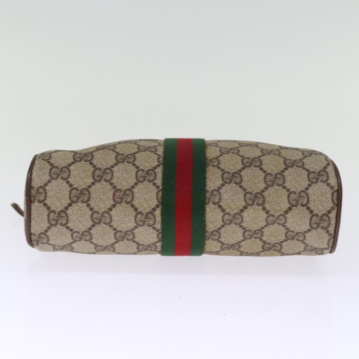 GUCCI GG Supreme Web Sherry Line Clutch Bag PVC Beige Red 89 01 012 Auth ki4502