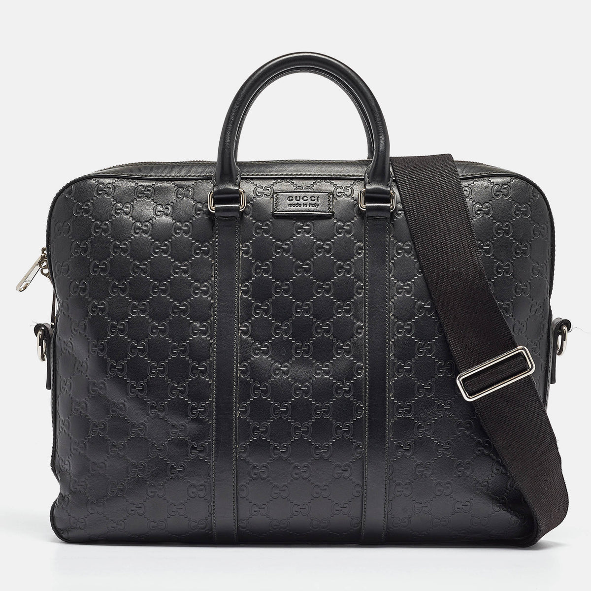 GUCCI Black ssima Leather Briefcase