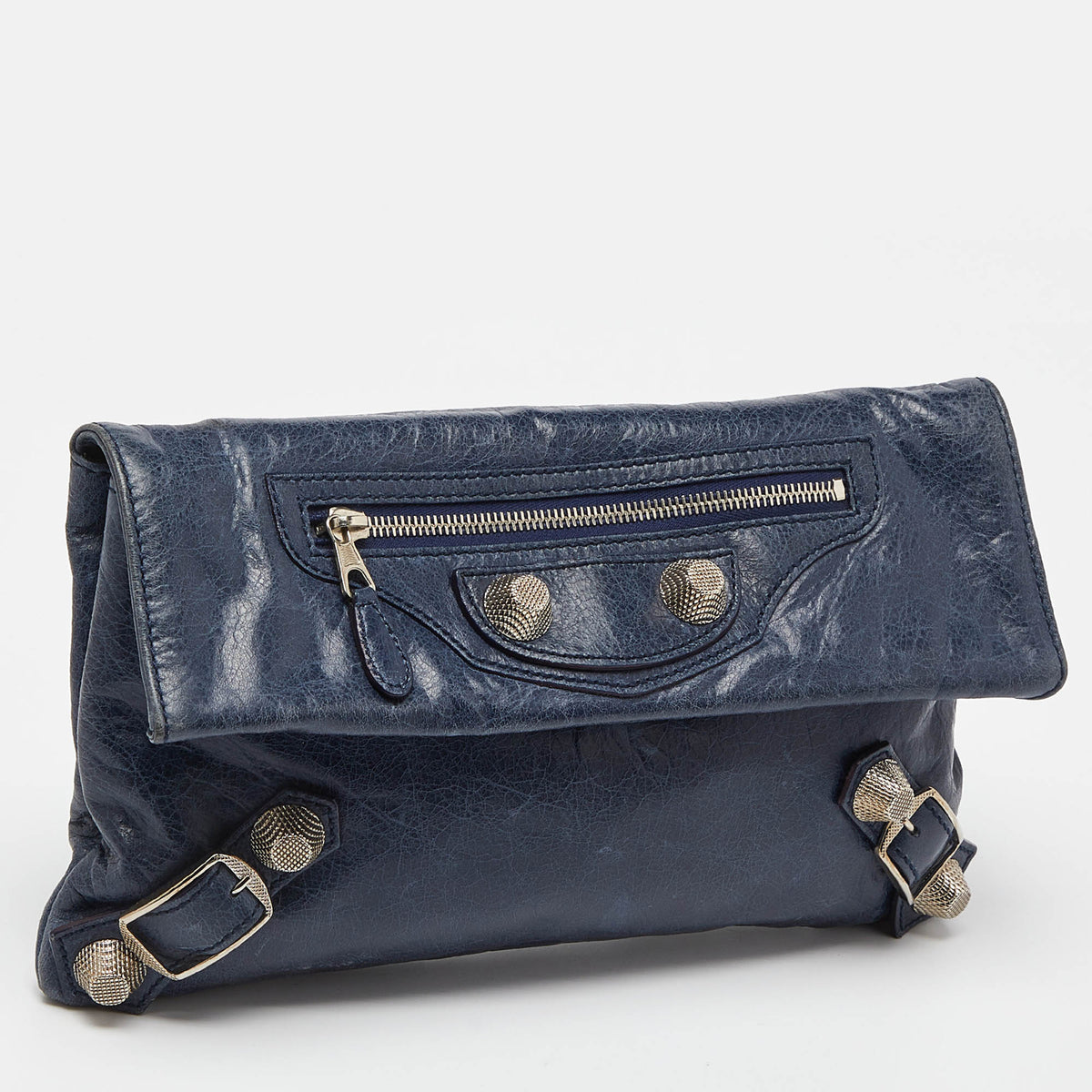 balenciaga Blue Leather Giant 21 Envelope Clutch