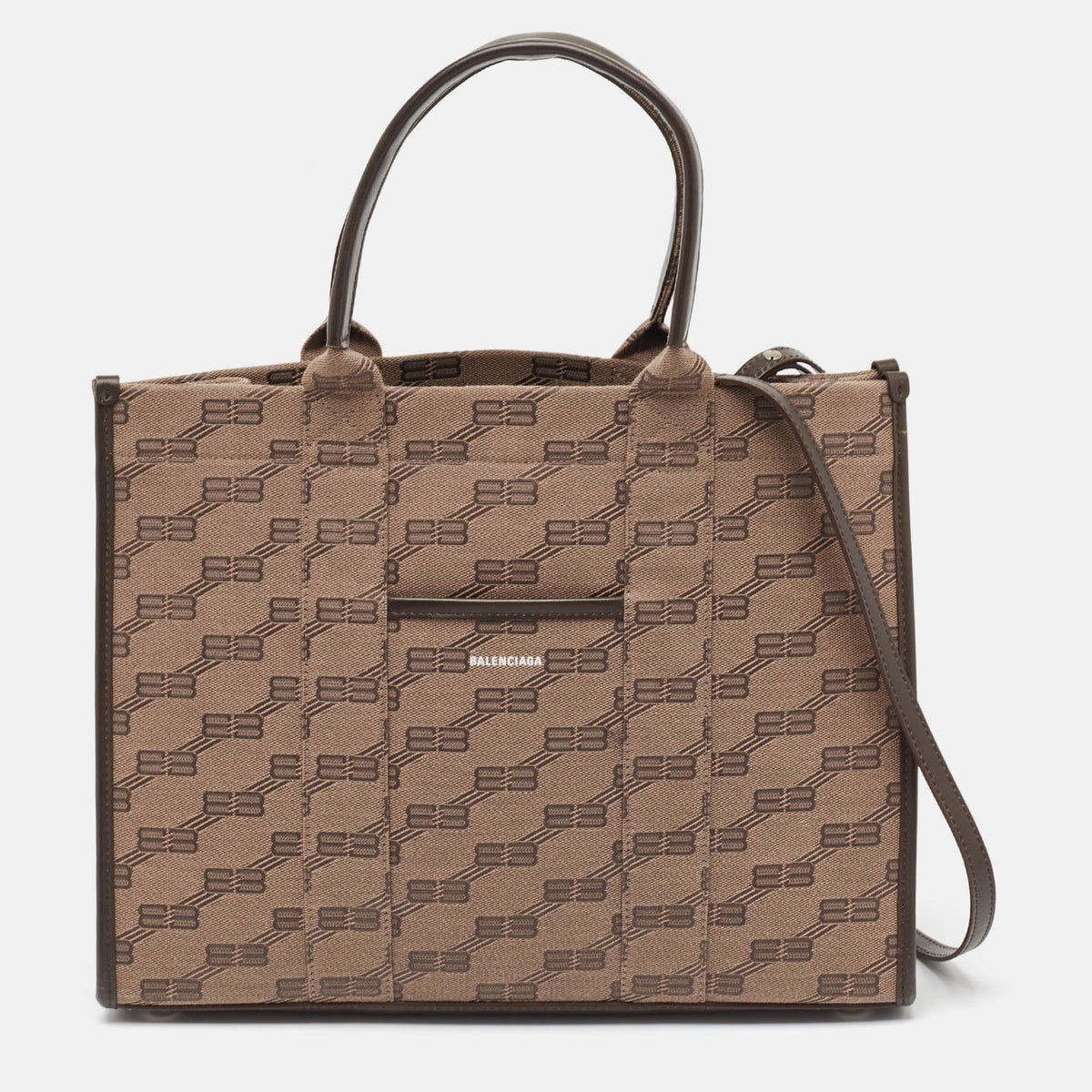 balenciaga Beige/Brown BB Monogram Canvas and Leather Medium Hardware Tote