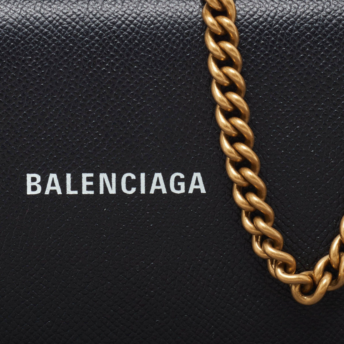 balenciaga Black Leather Everyday Wallet on Chain