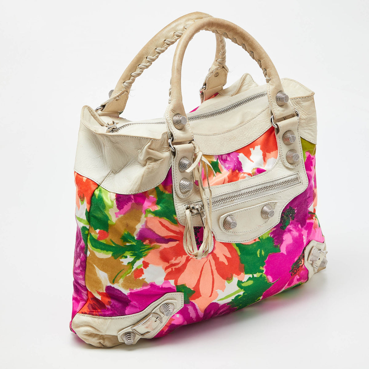 balenciaga Multicolor Printed Nylon and Leather GSH Brief Bag