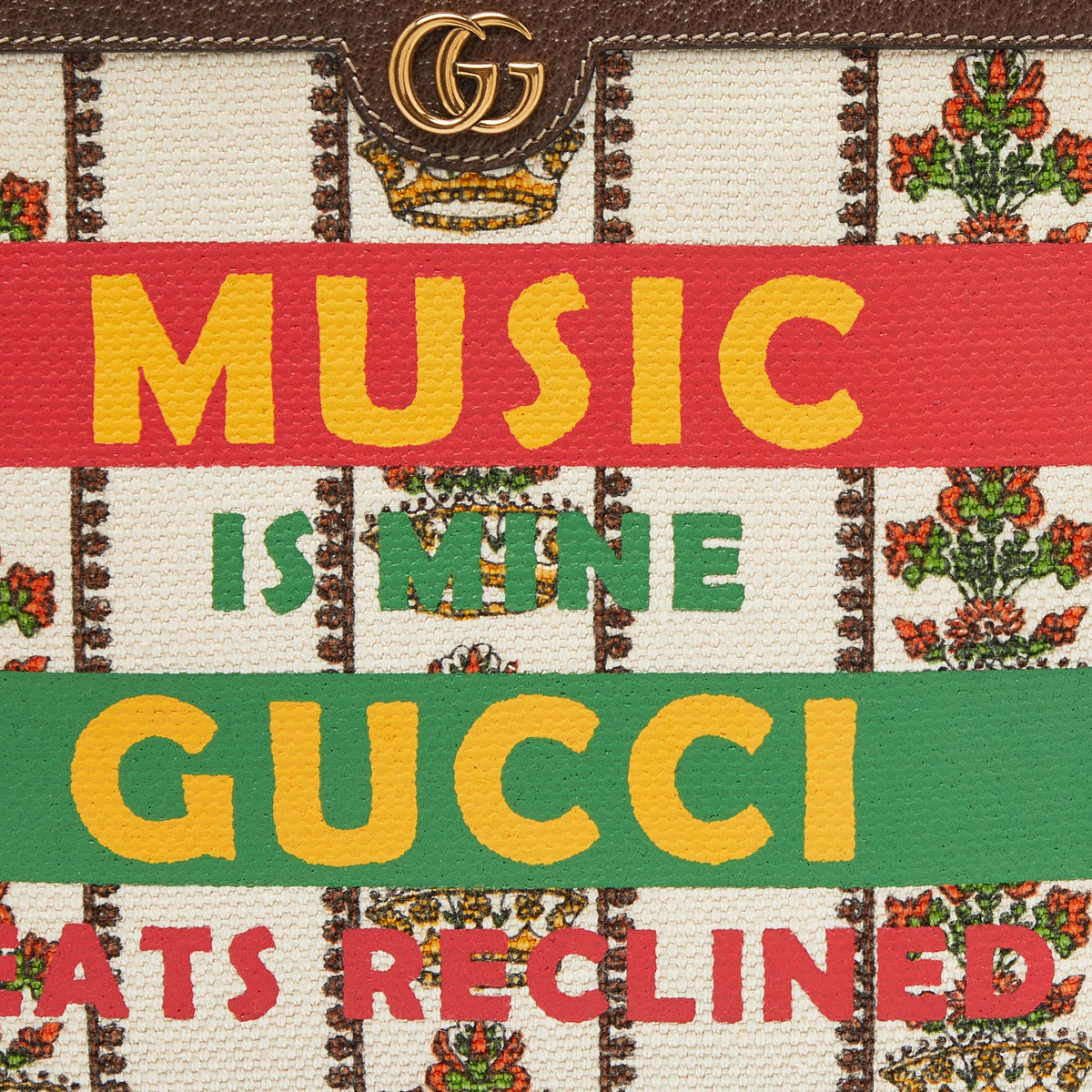 GUCCI Multicolor Canvas and Leather "Music Is Mine" Zip Pouch