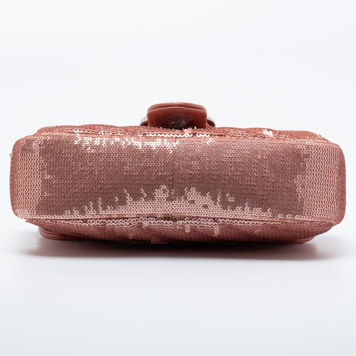 Gucci Pink Diagonal Sequins And Leather Mini GG Marmont Shoulder Bag