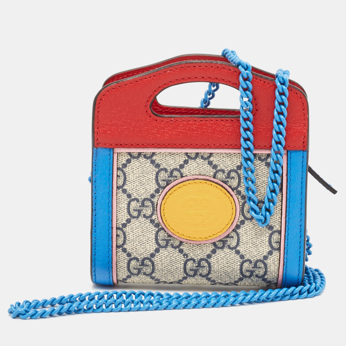 GUCCI Multicolor GG Supreme Canvas and Leather Wallet On Chain