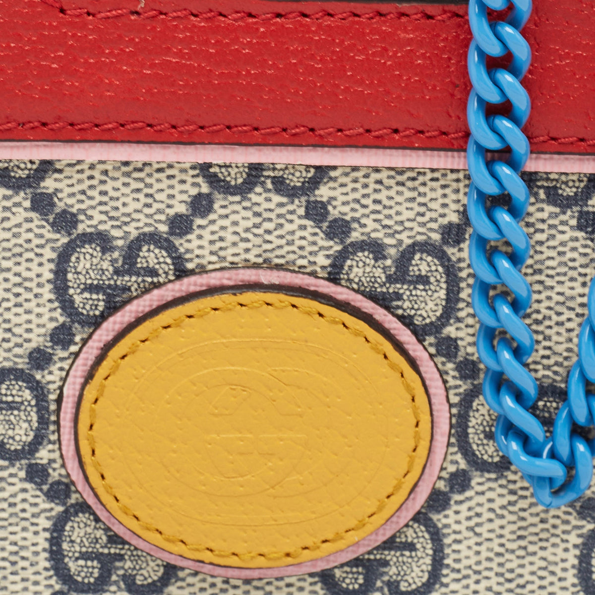 GUCCI Multicolor GG Supreme Canvas and Leather Wallet On Chain