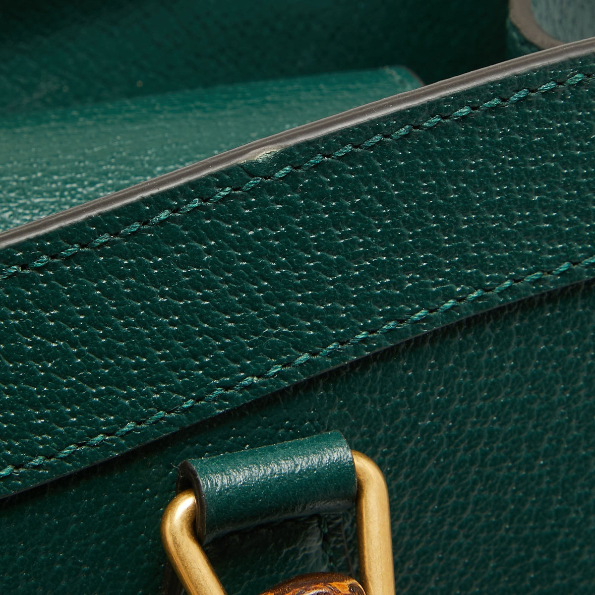 GUCCI Green Leather Large Bamboo Diana Tote