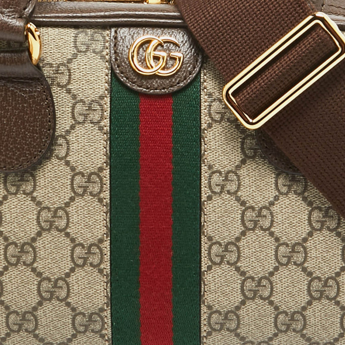 GUCCI Brown/Beige GG Canvas and Leather Medium Ophidia Satchel