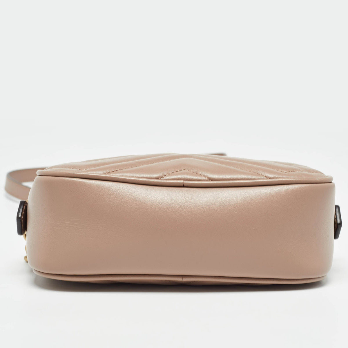GUCCI Dusty Pink Matelasse Leather Mini GG Marmont Chain Shoulder Bag