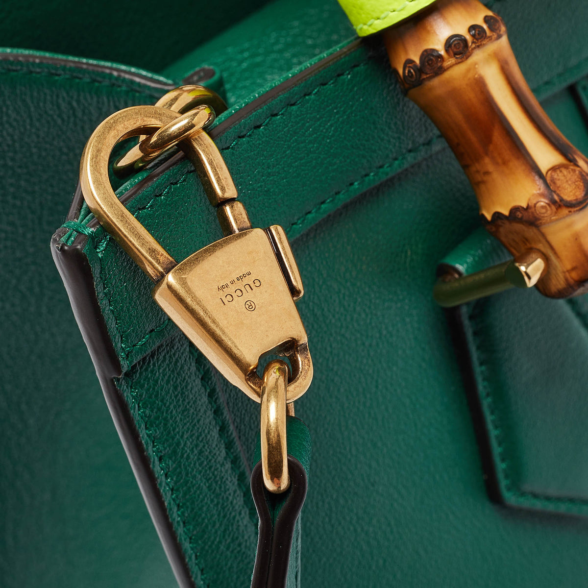 GUCCI Green Leather Small Diana Tote