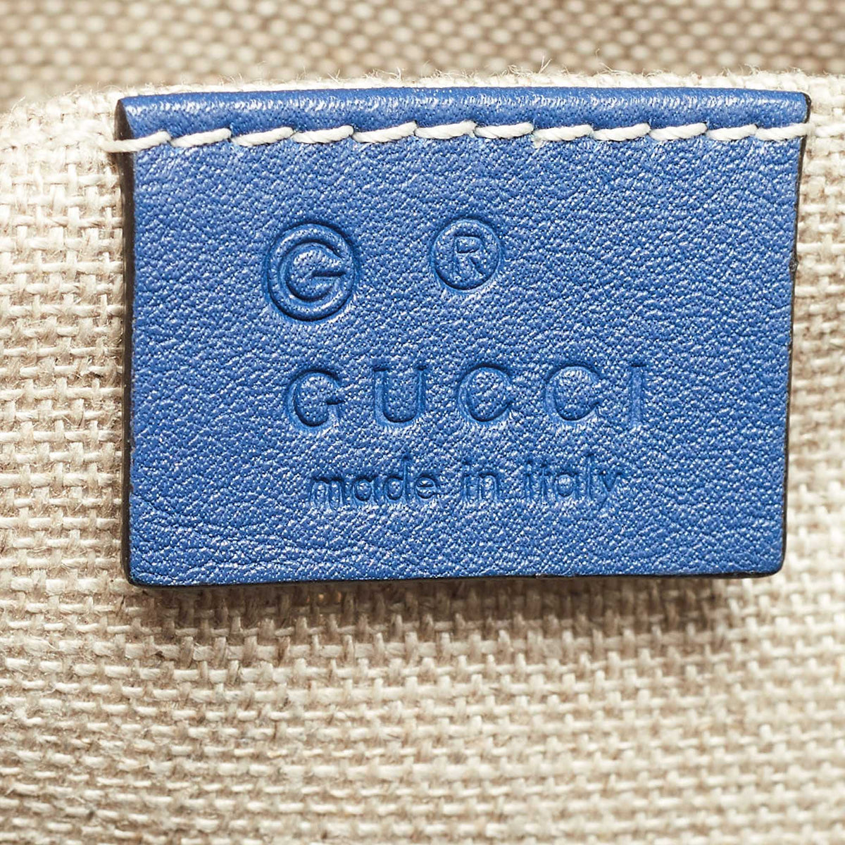 GUCCI Blue Micro ssima Leather Bree Crossbody Bag