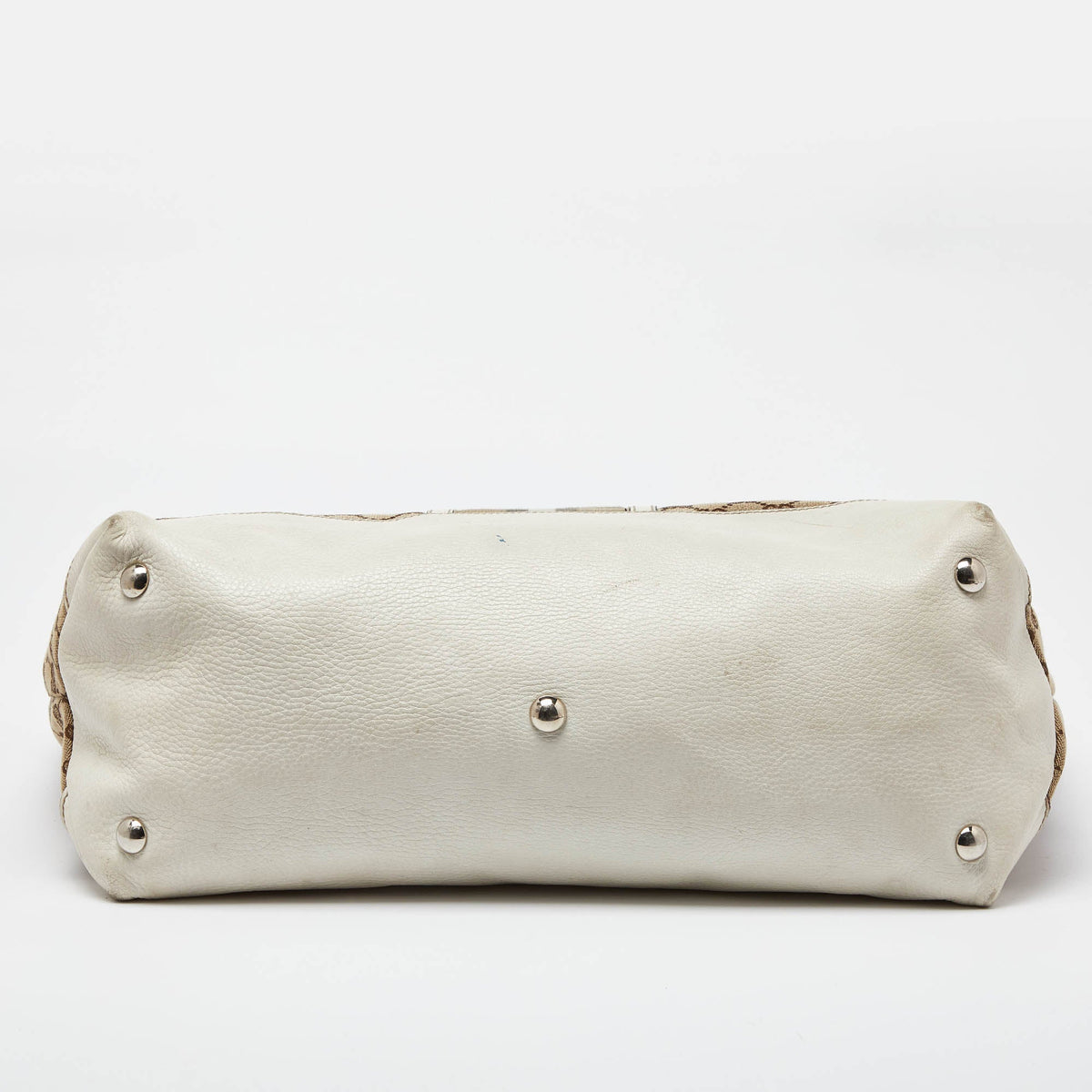 GUCCI Beige/Off White GG Canvas and Leather Web Sunset Shopper Tote