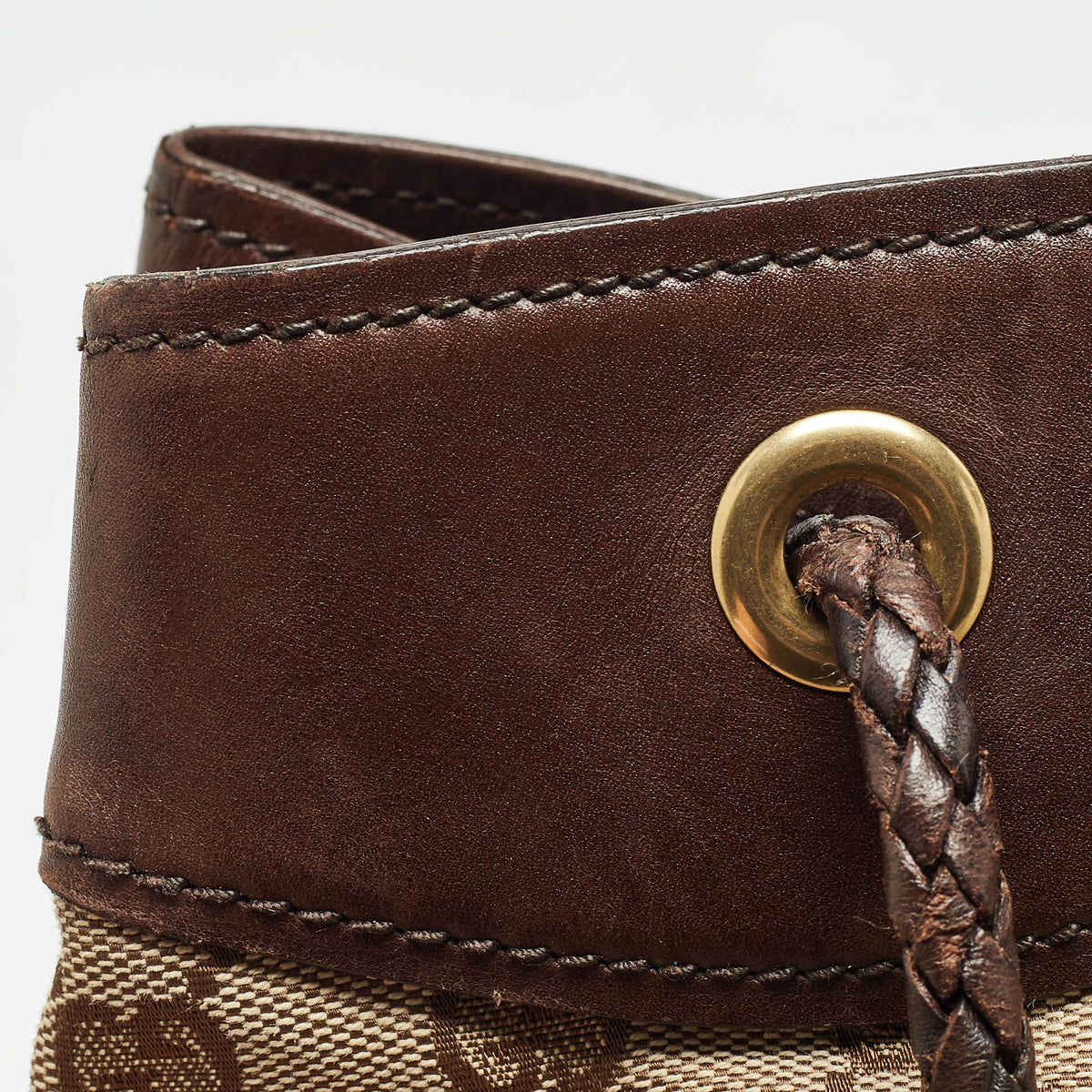GUCCI Brown/Beige GG Canvas and Leather Gifford Tote