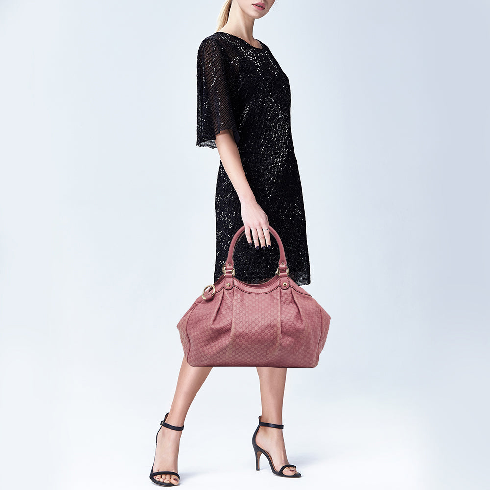 GUCCI Dark Pink ssima Leather Medium Sukey Tote
