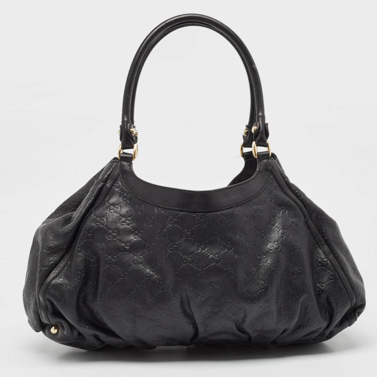 GUCCI Black ssima Leather Large Abbey D Ring Shoulder Bag