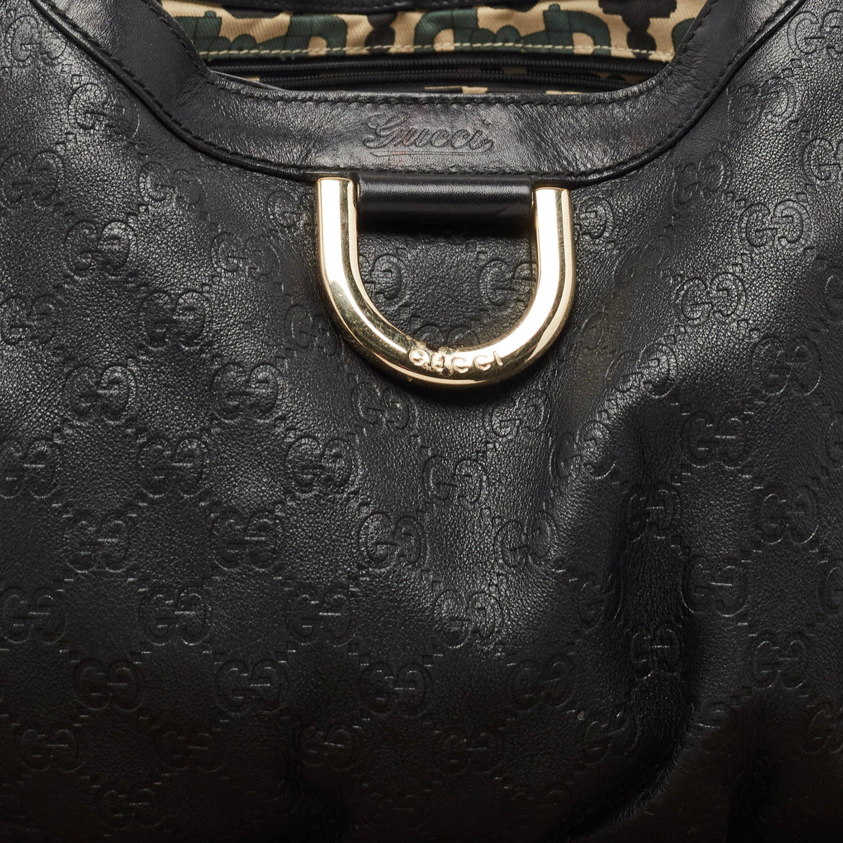 GUCCI Black ssima Leather Large Abbey D Ring Shoulder Bag