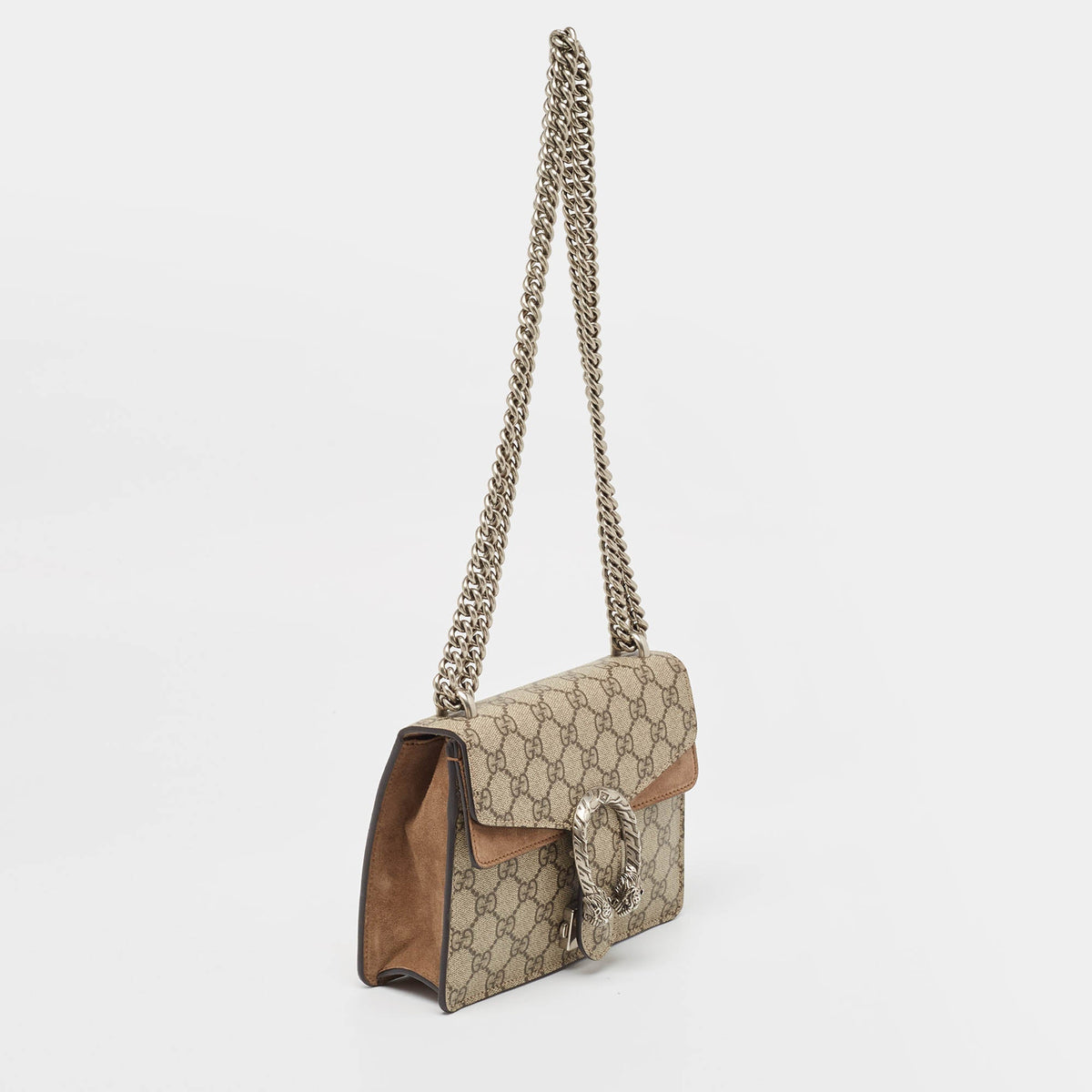 GUCCI Beige GG Supreme Canvas Mini Dionysus Shoulder Bag