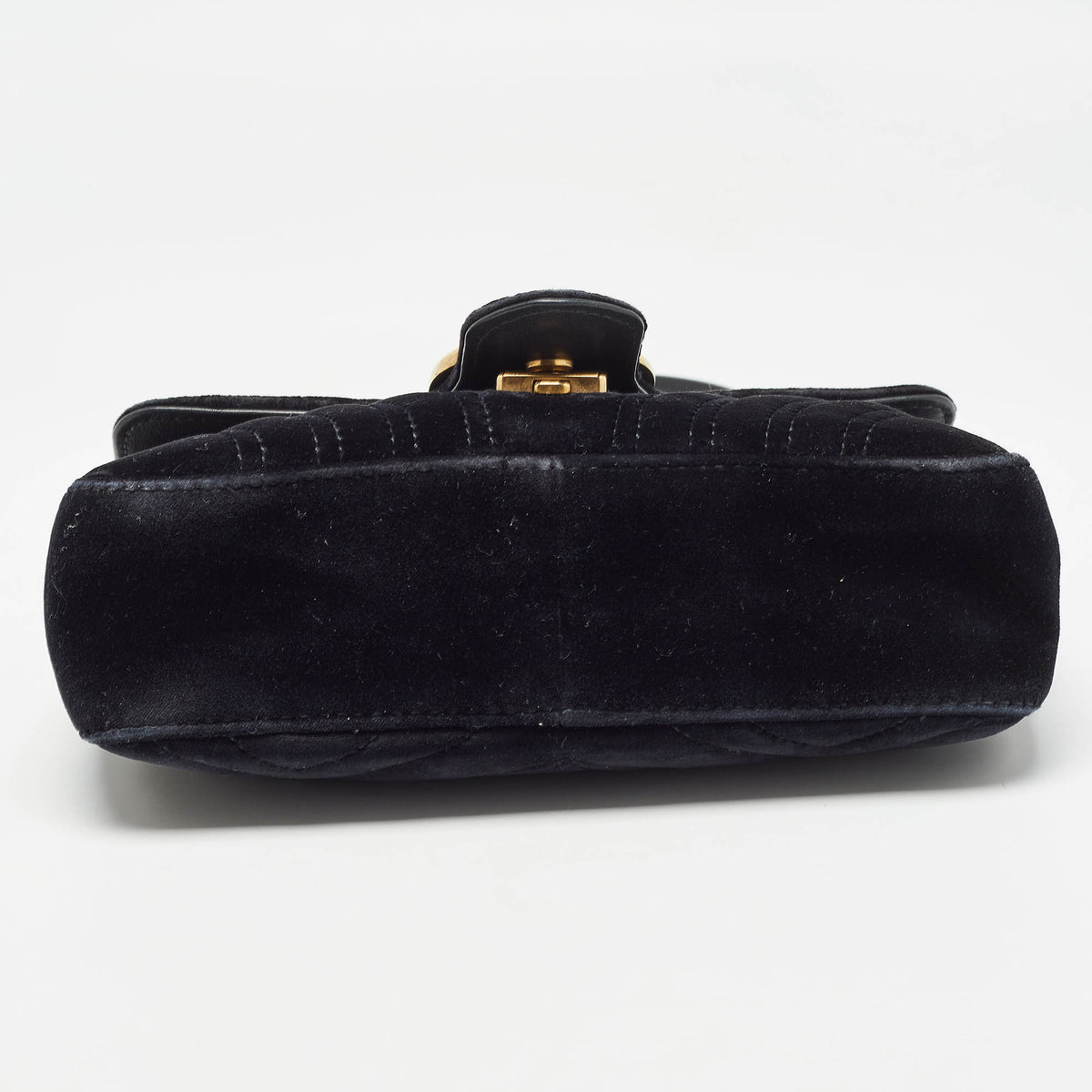GUCCI Black Matelasse Velvet Mini GG Marmont Shoulder Bag