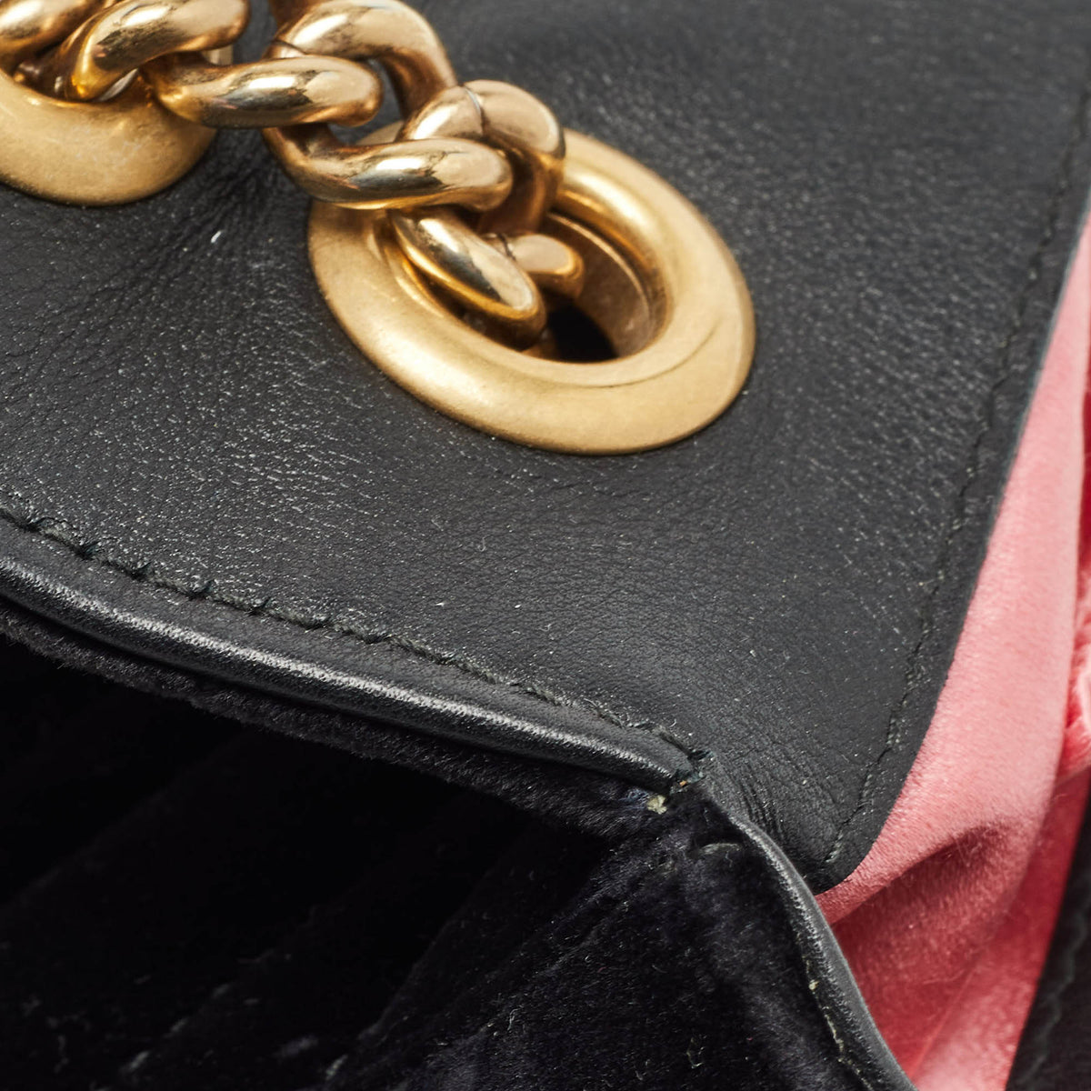 GUCCI Black Matelasse Velvet Mini GG Marmont Shoulder Bag