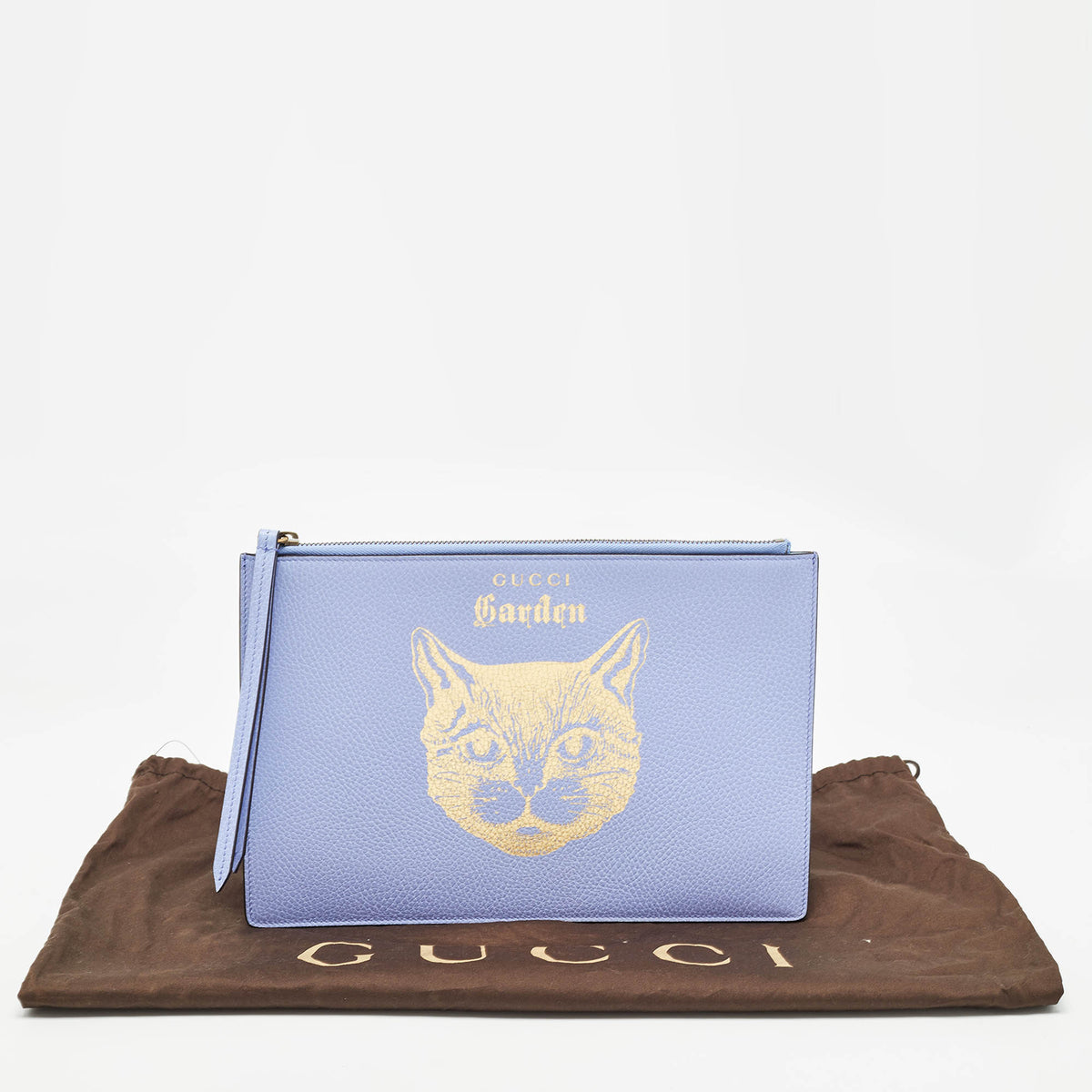 GUCCI Purple/Gold Leather Garden Cat Zip Pouch