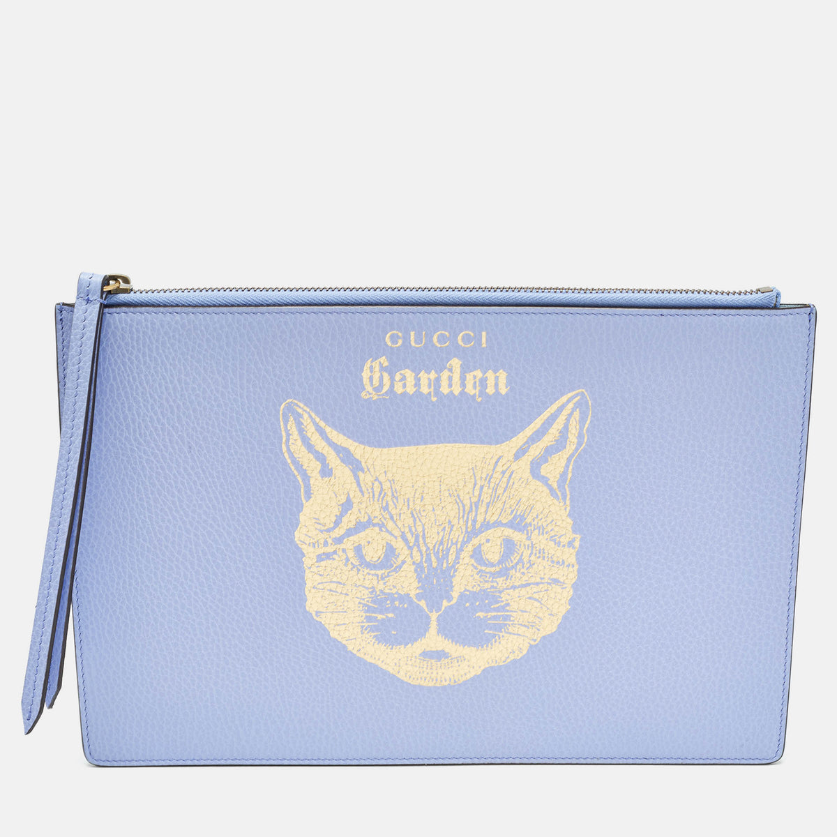 GUCCI Purple/Gold Leather Garden Cat Zip Pouch