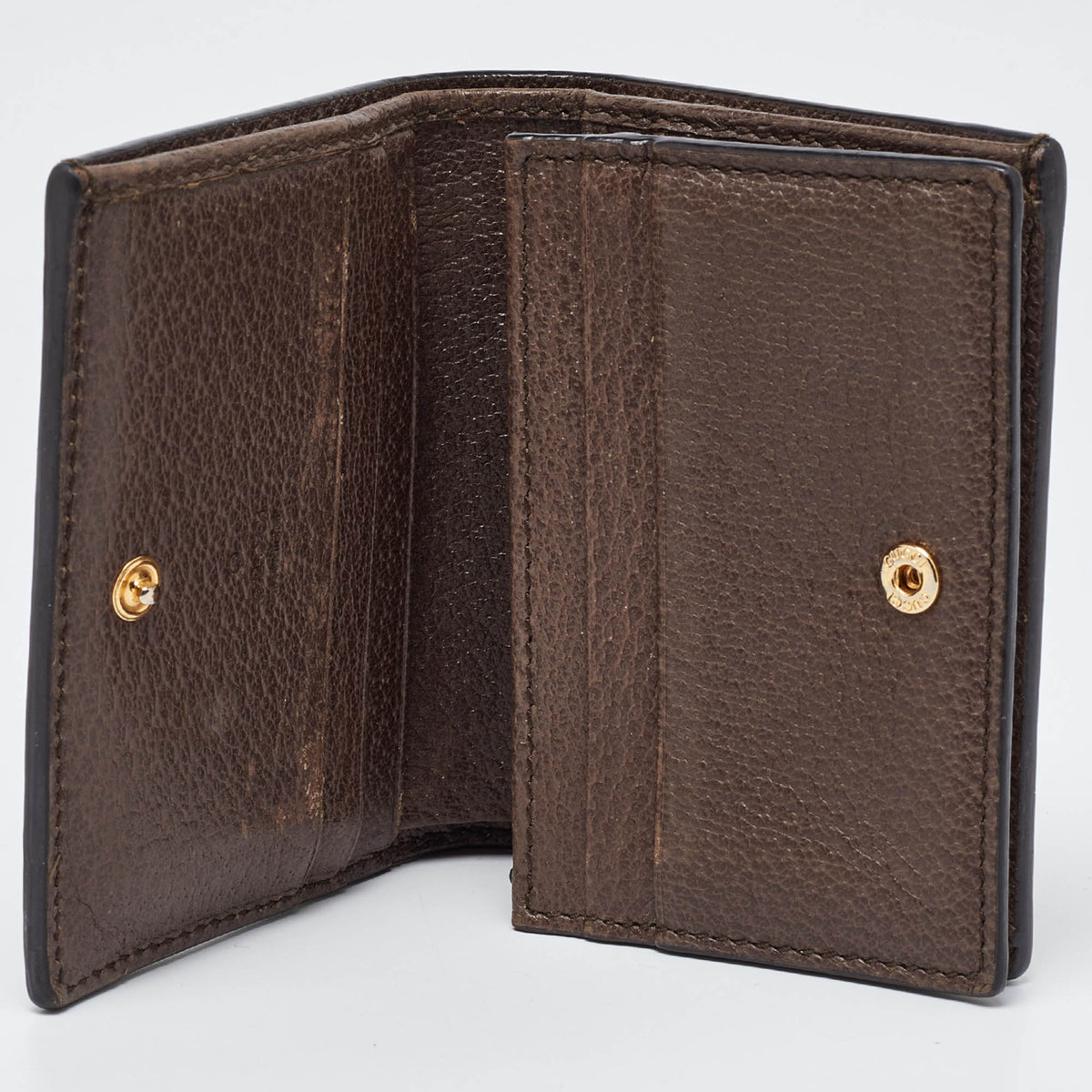 GUCCI Brown GG Supreme Canvas and Leather Web Ophidia Card Case