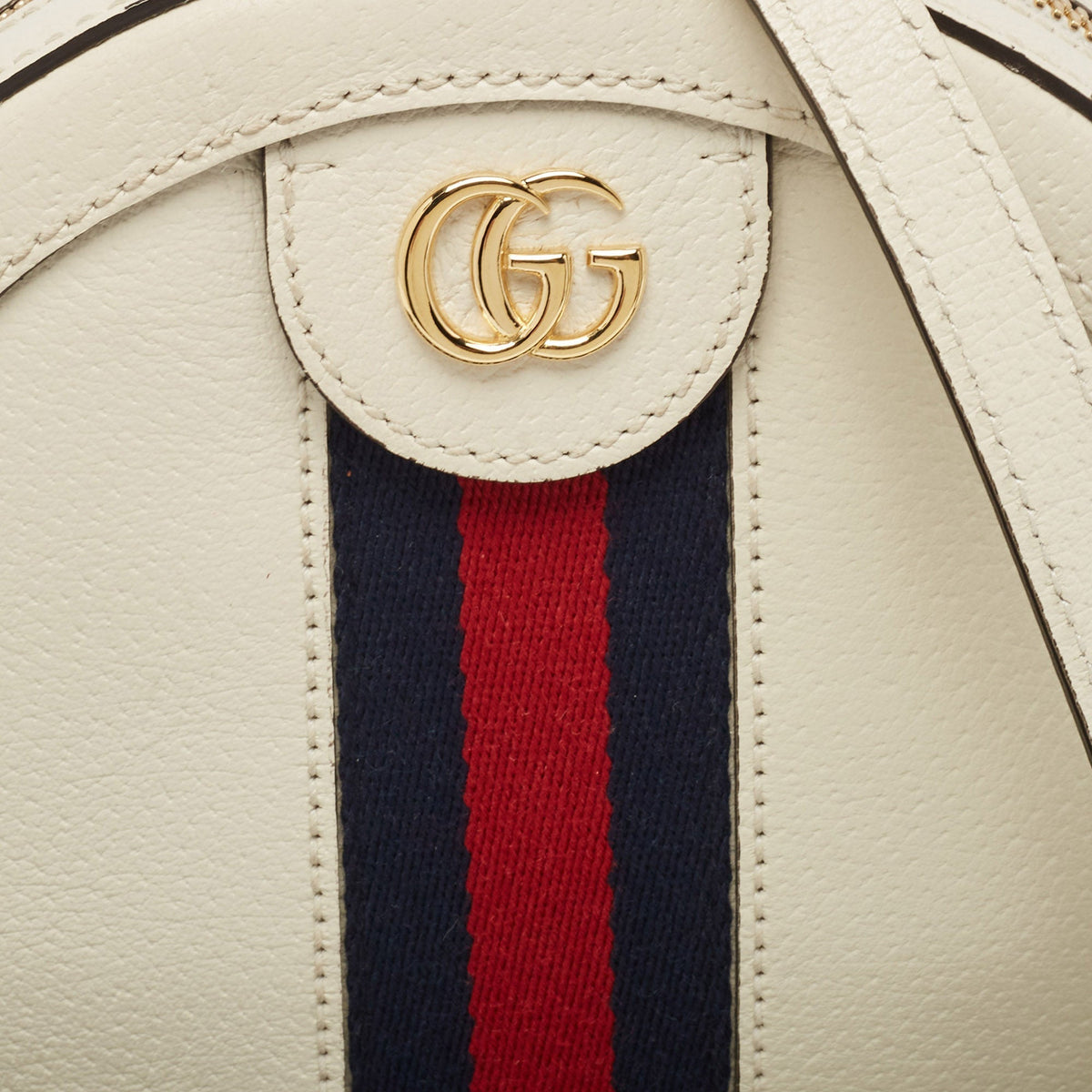 GUCCI White Leather Ophidia Round Crossbody Bag