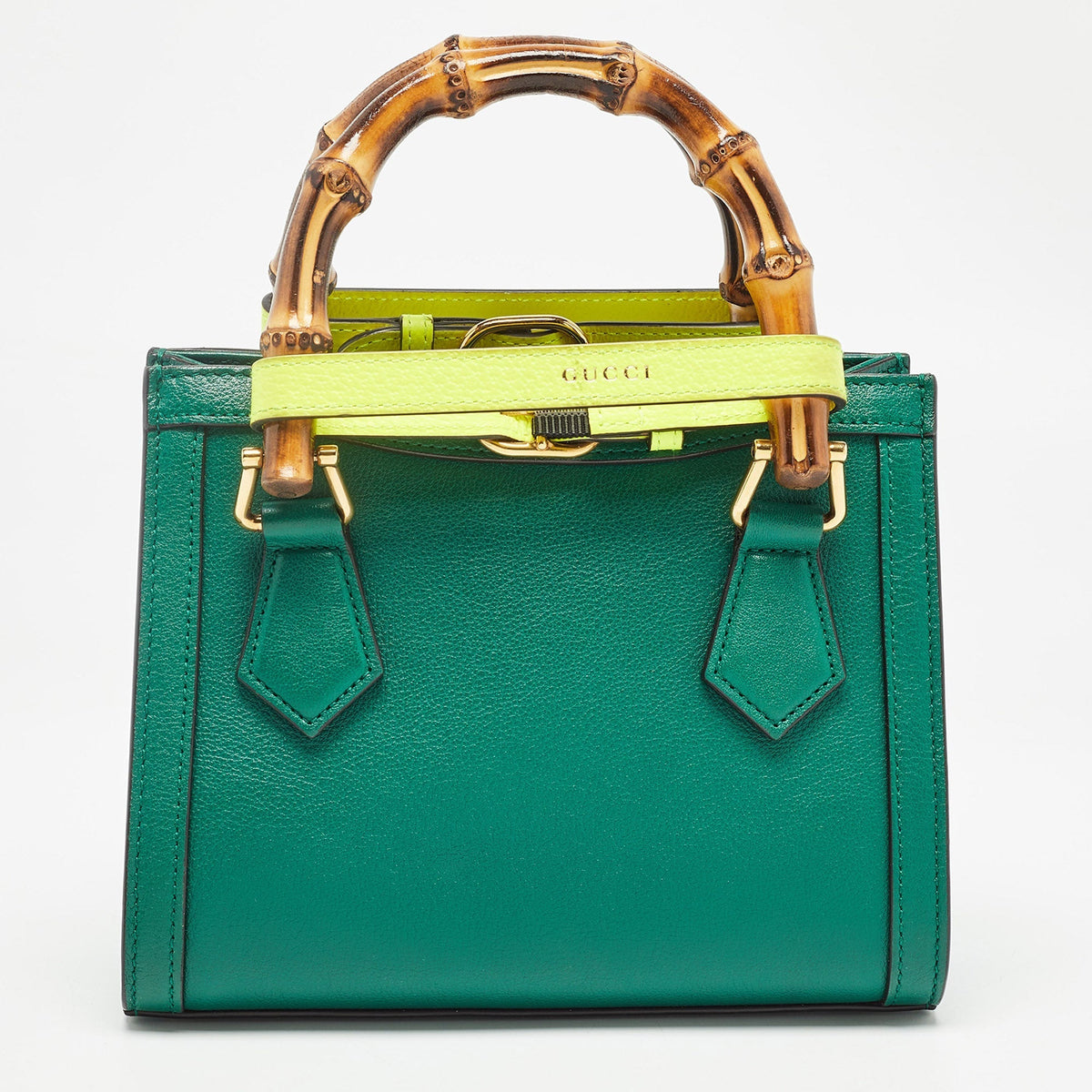 GUCCI Green Leather Mini Diana Tote