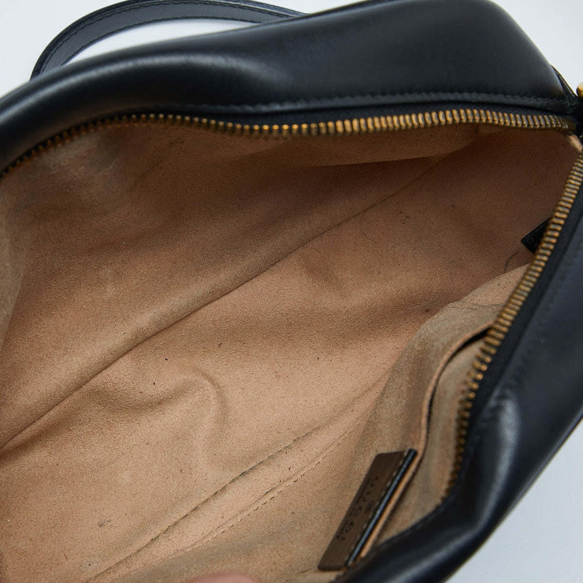 GUCCI Black Matelasse Leather Small GG Marmont Shoulder Bag
