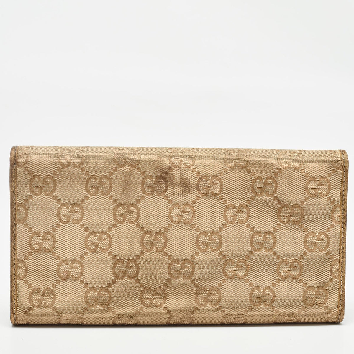 GUCCI Gold/Beige GG Canvas and Leather Princy Continental Wallet