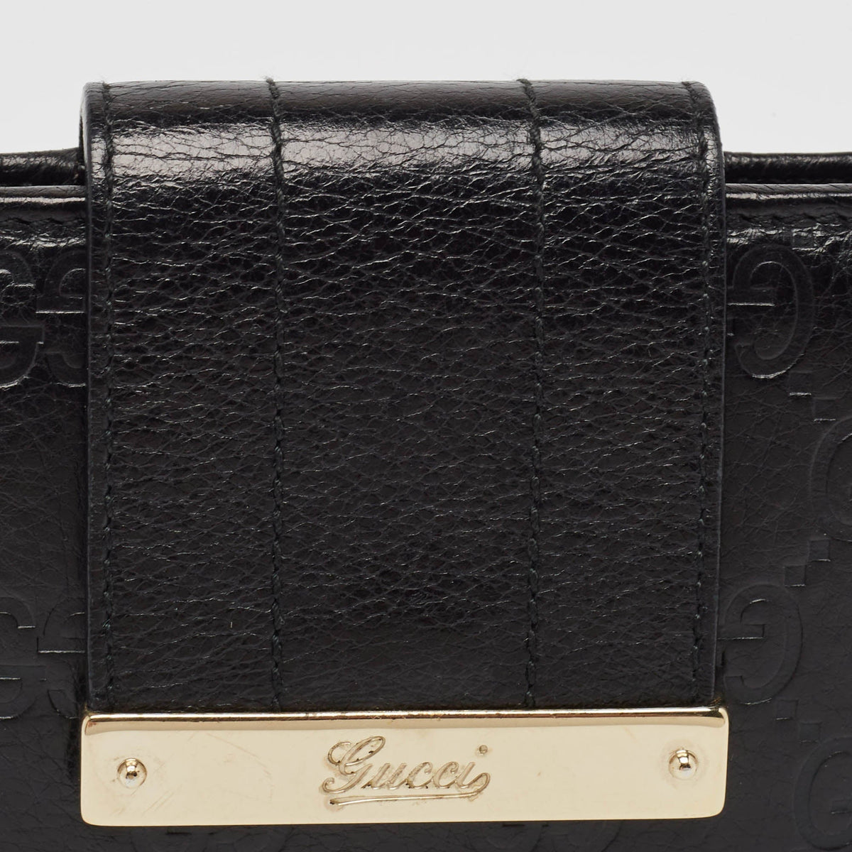 GUCCI Black ssima Leather Continental Wallet