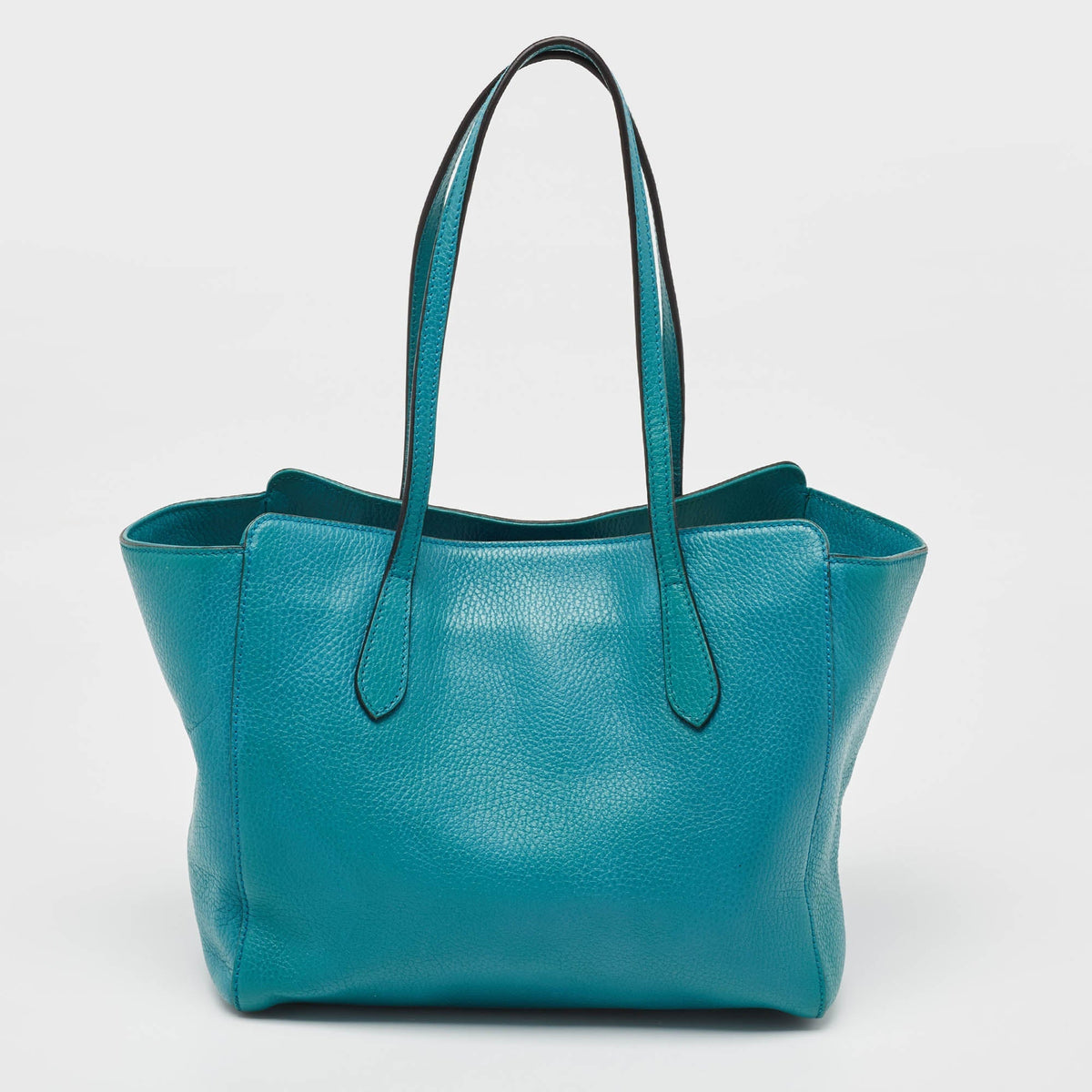 GUCCI Green Pebbled Leather Small Swing Tote