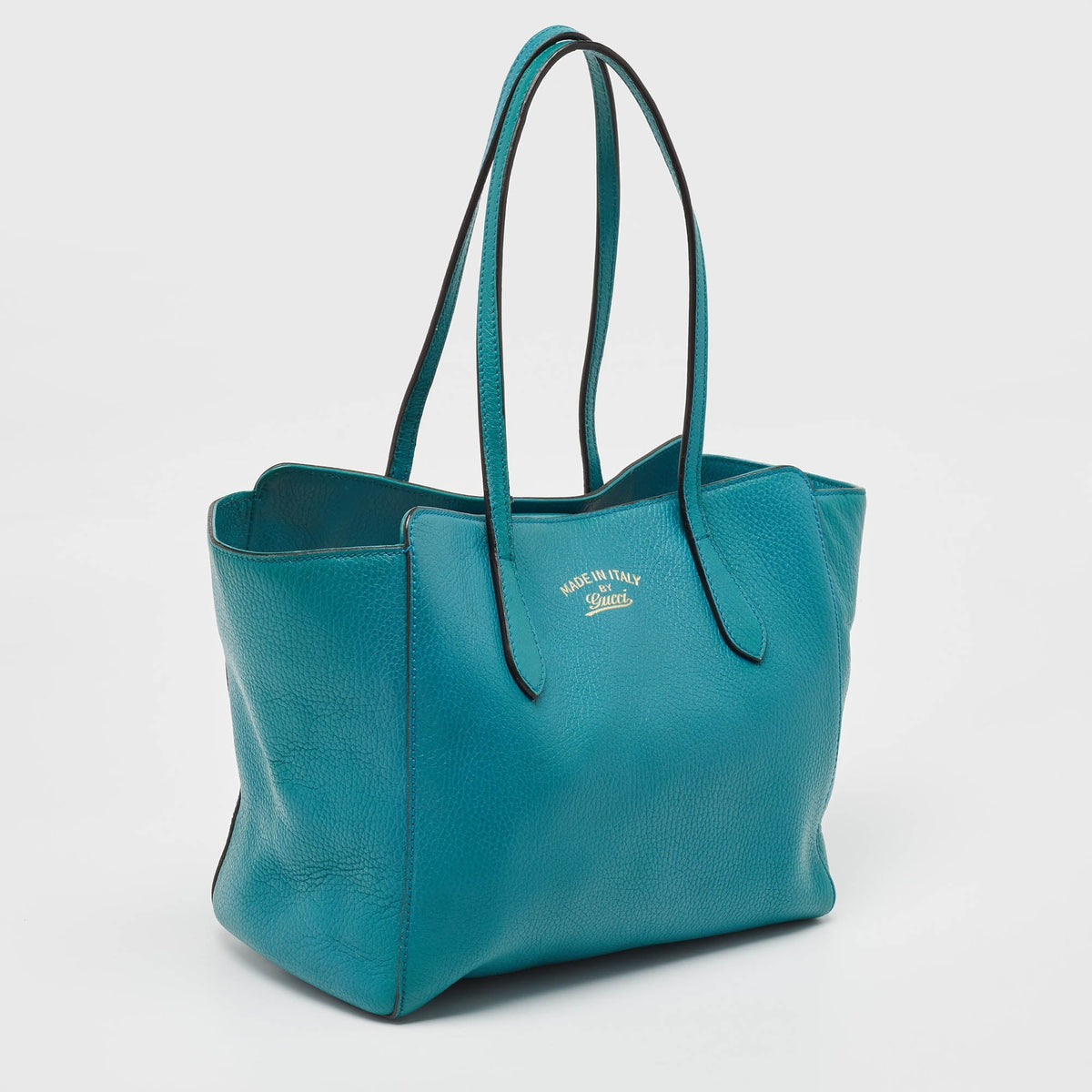 GUCCI Green Pebbled Leather Small Swing Tote
