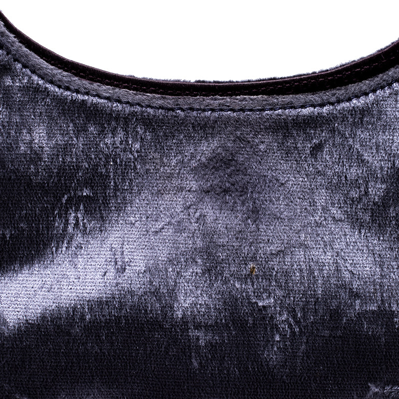 Gucci Purple Velvet Bamboo Top Handle Bag
