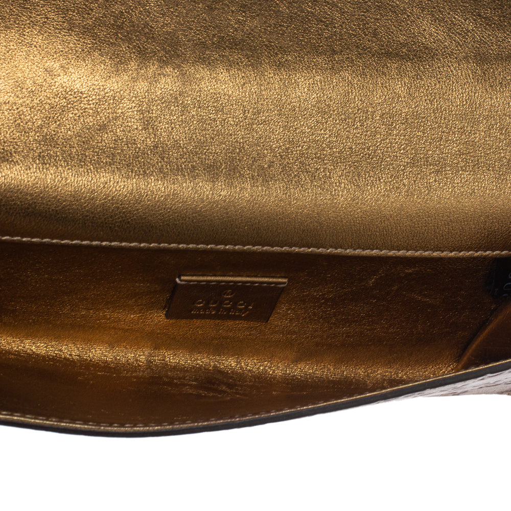 Gucci Gold Guccissima Leather Buckle Continental Wallet