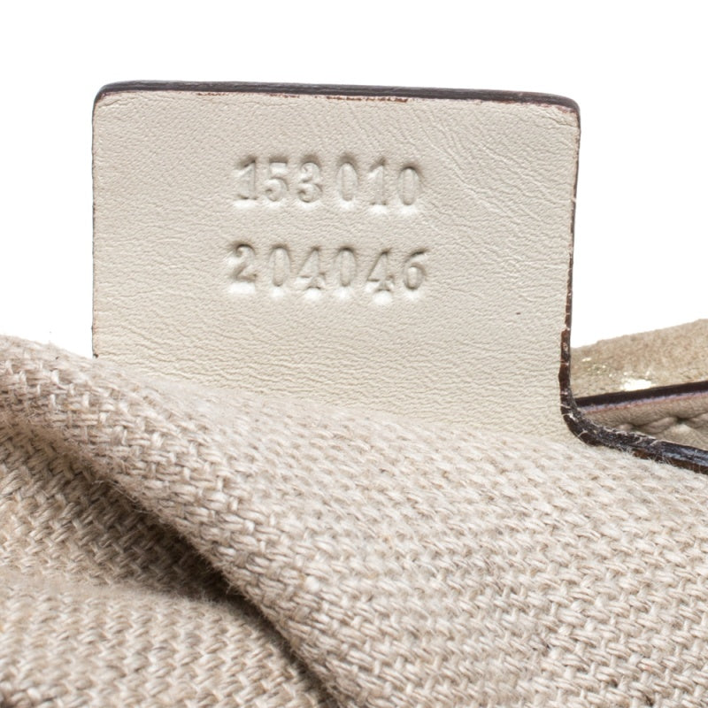 Gucci Beige GG Suede and Leather Charmy Hobo