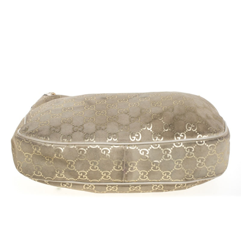 Gucci Beige GG Suede and Leather Charmy Hobo