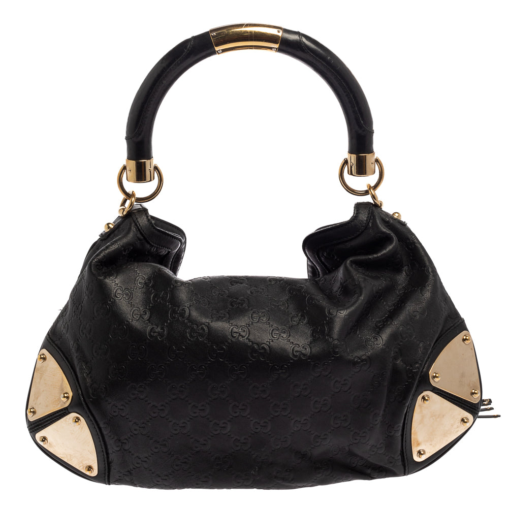 Gucci Black Guccissima Leather Medium Babouska Indy Hobo
