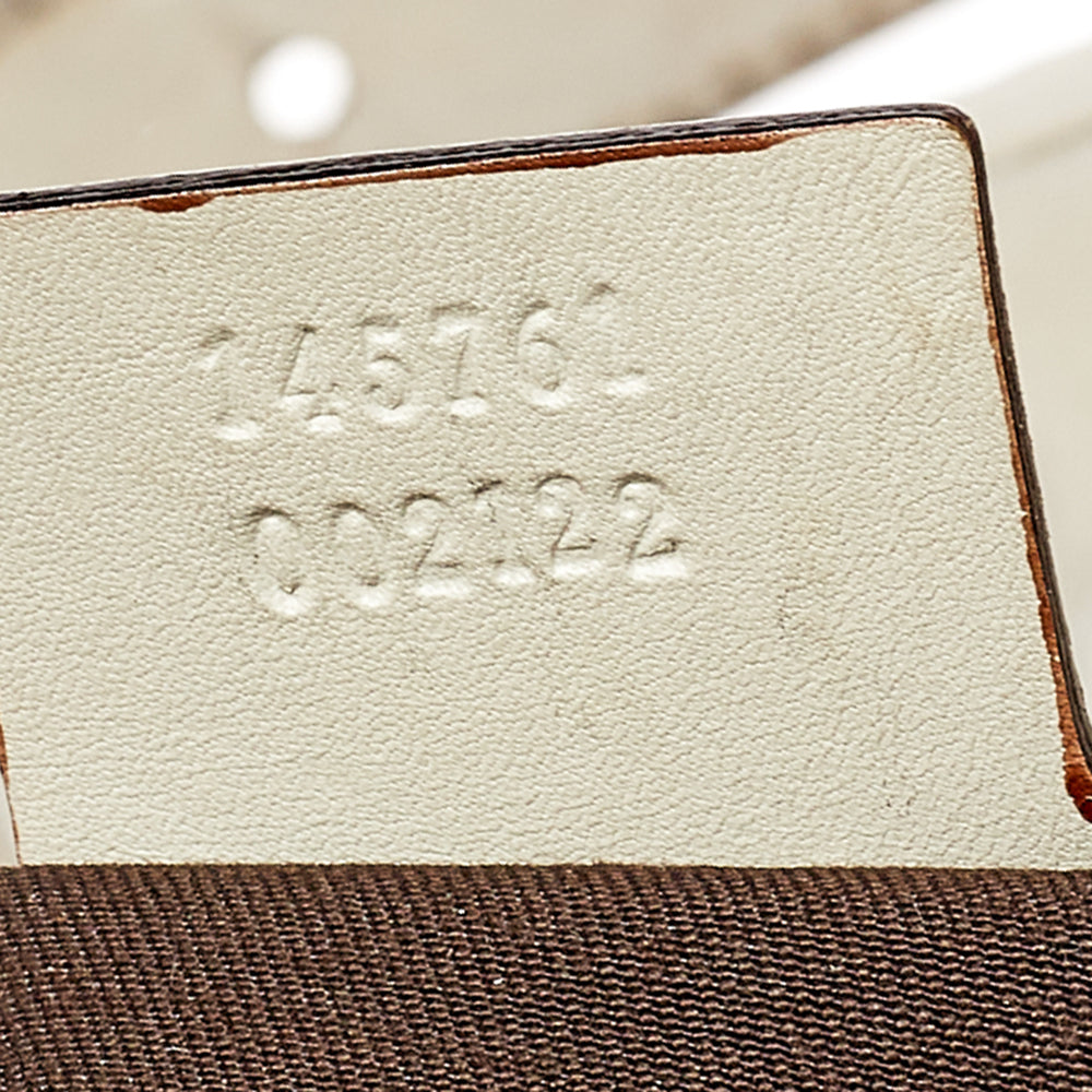 Gucci White Leather Horsebit Embossed Tote