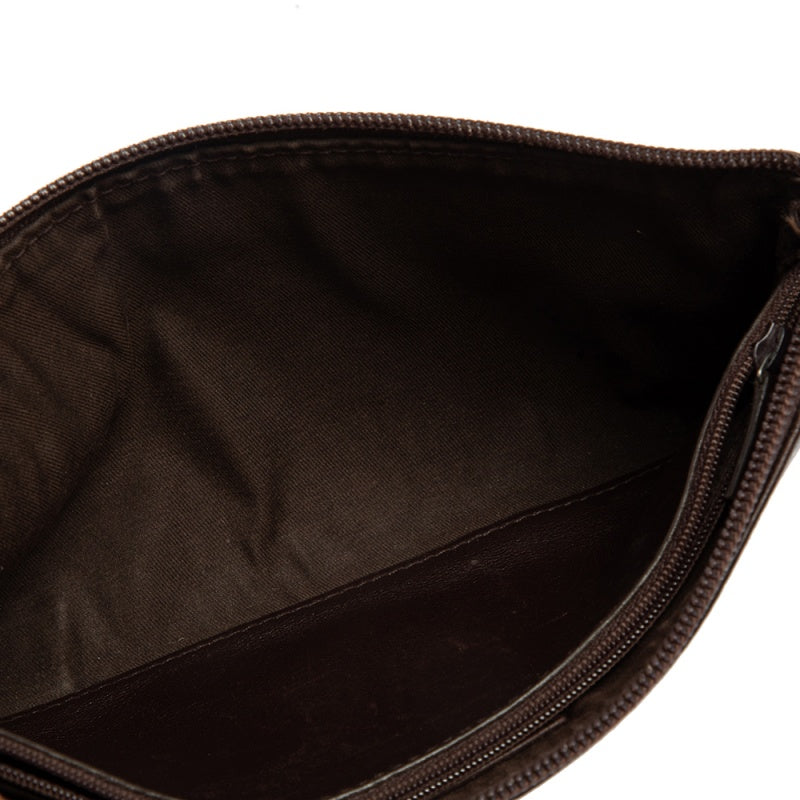 Gucci Dark Brown Guccissima Leather Zip Pouch