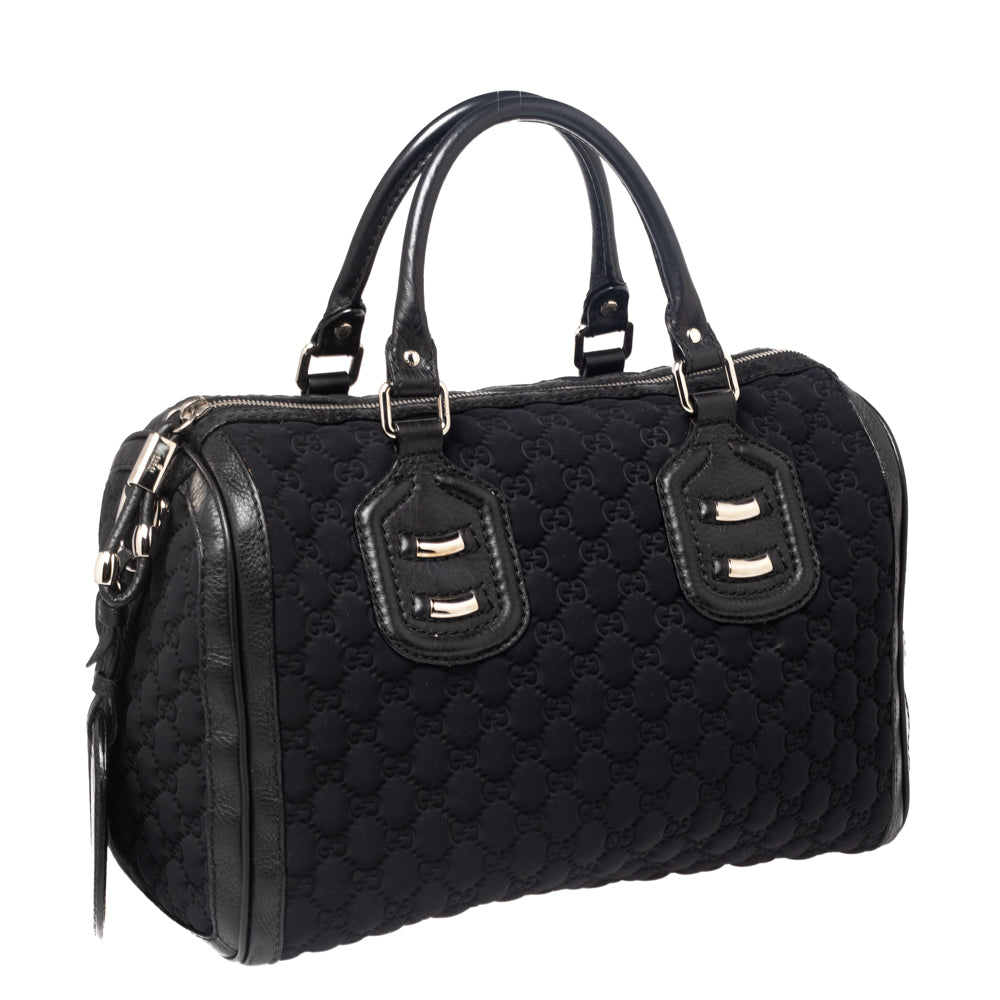 Gucci Black GG Neoprene and Leather Medium Joy Boston Bag