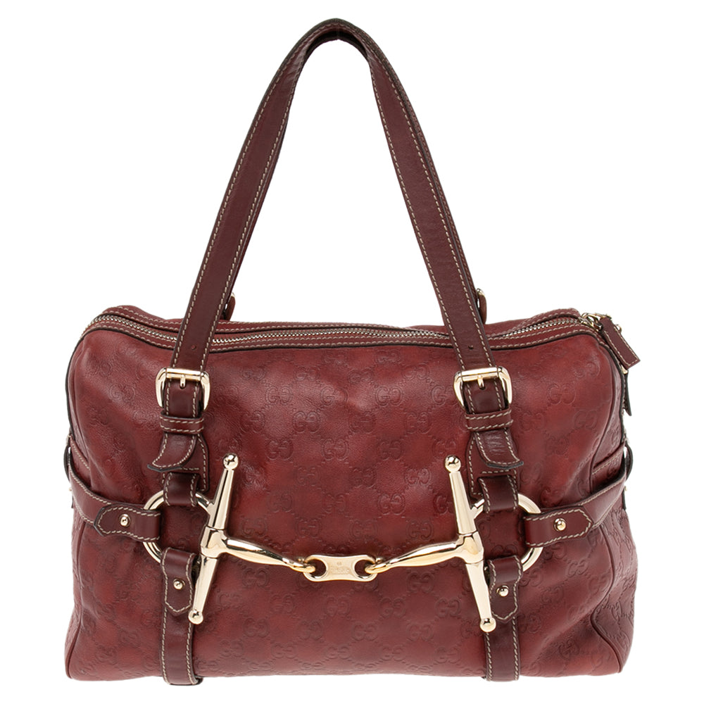 Gucci Red Guccissima Leather 85th Anniversary Medium Boston Bag