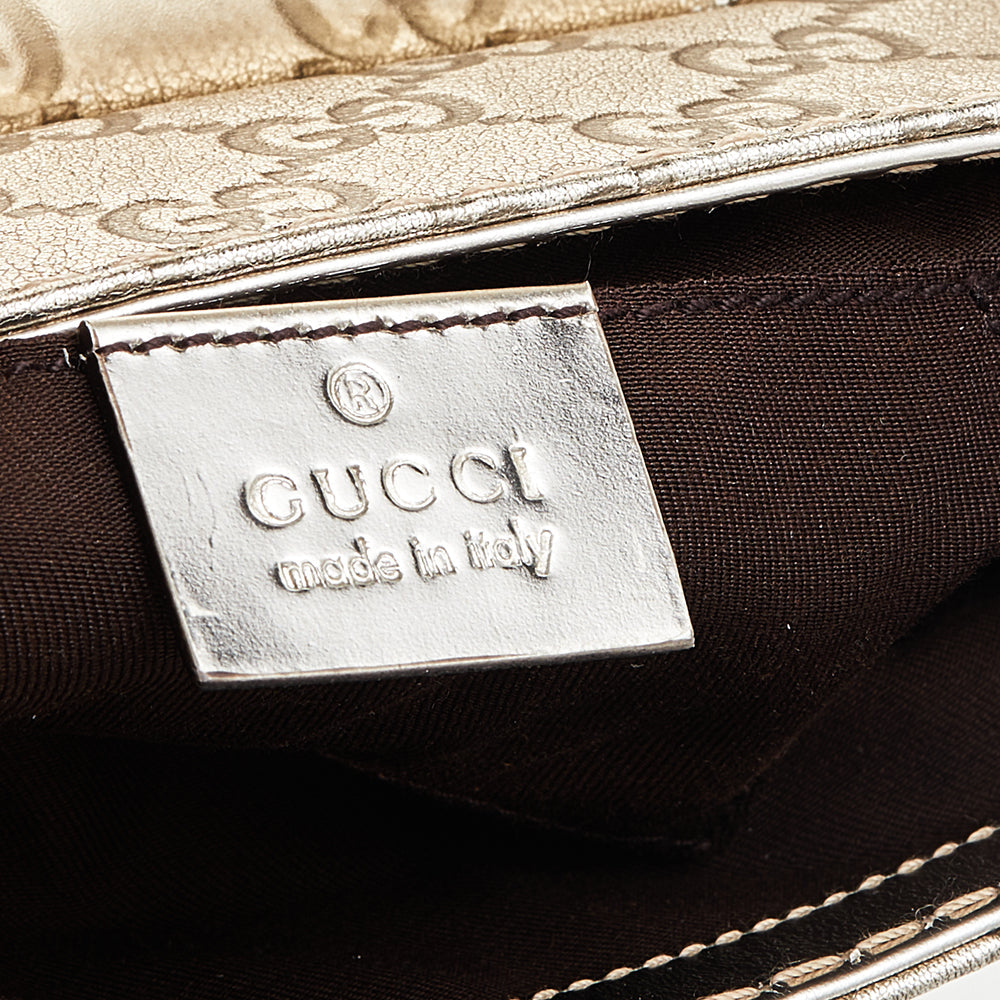 Gucci Metallic Gold Guccissima Leather Queen Bow Chain Clutch